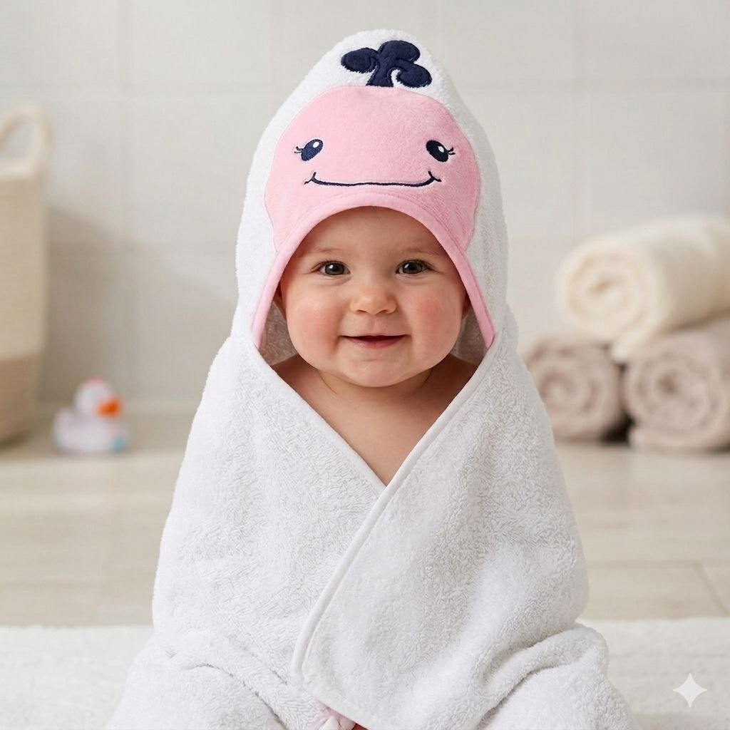 TOALLA DE BAÑO PARA BEBE CON CAPUCHA SUAVE Y ABSORBENTE GENIAL 76X76CM