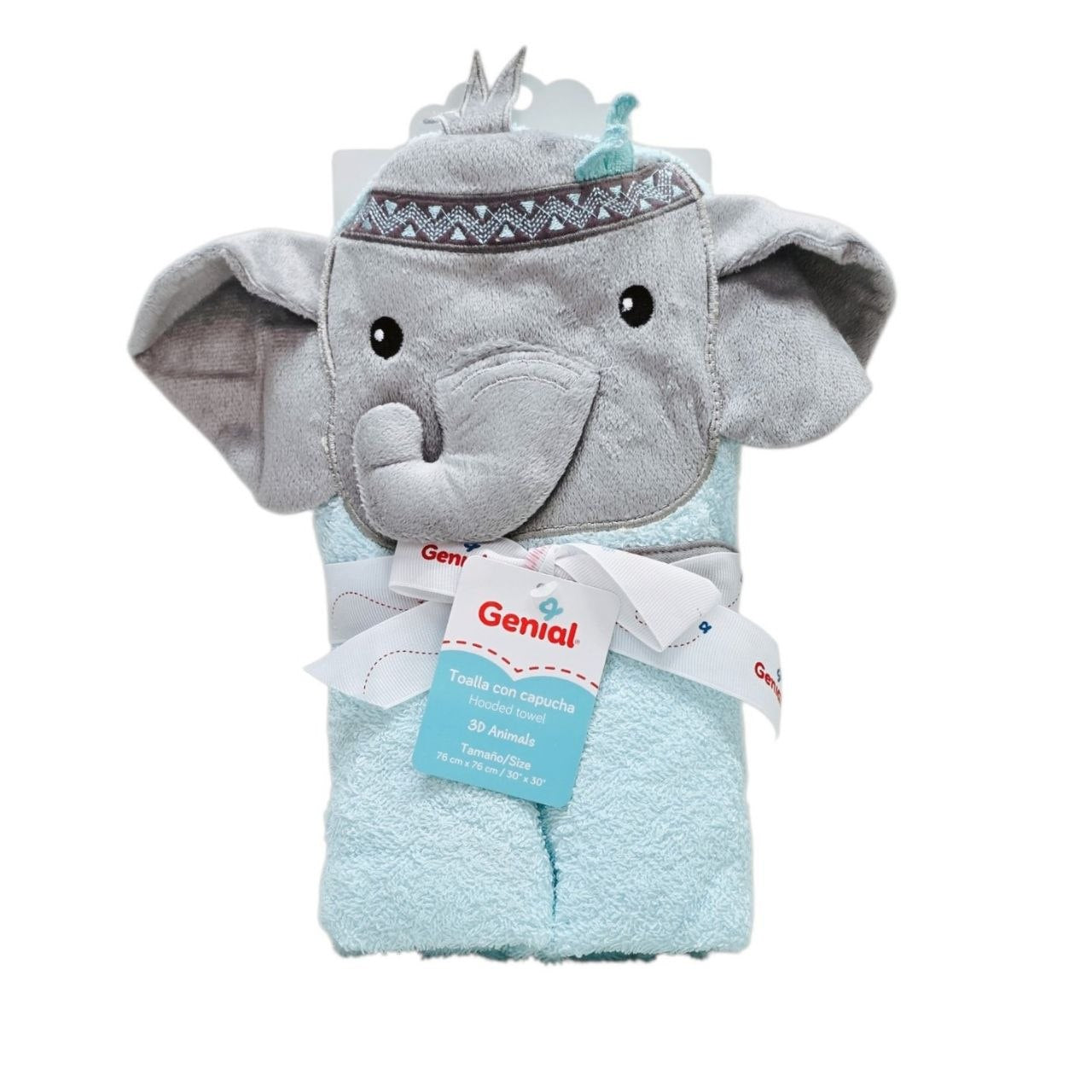 TOALLA DE BAÑO PARA BEBE CON CAPUCHA SUAVE Y ABSORBENTE GENIAL 76X76CM