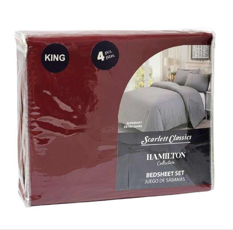 JUEGO DE SABANAS TAMAÑO KING 4PCS SCARLETT CLASSICS