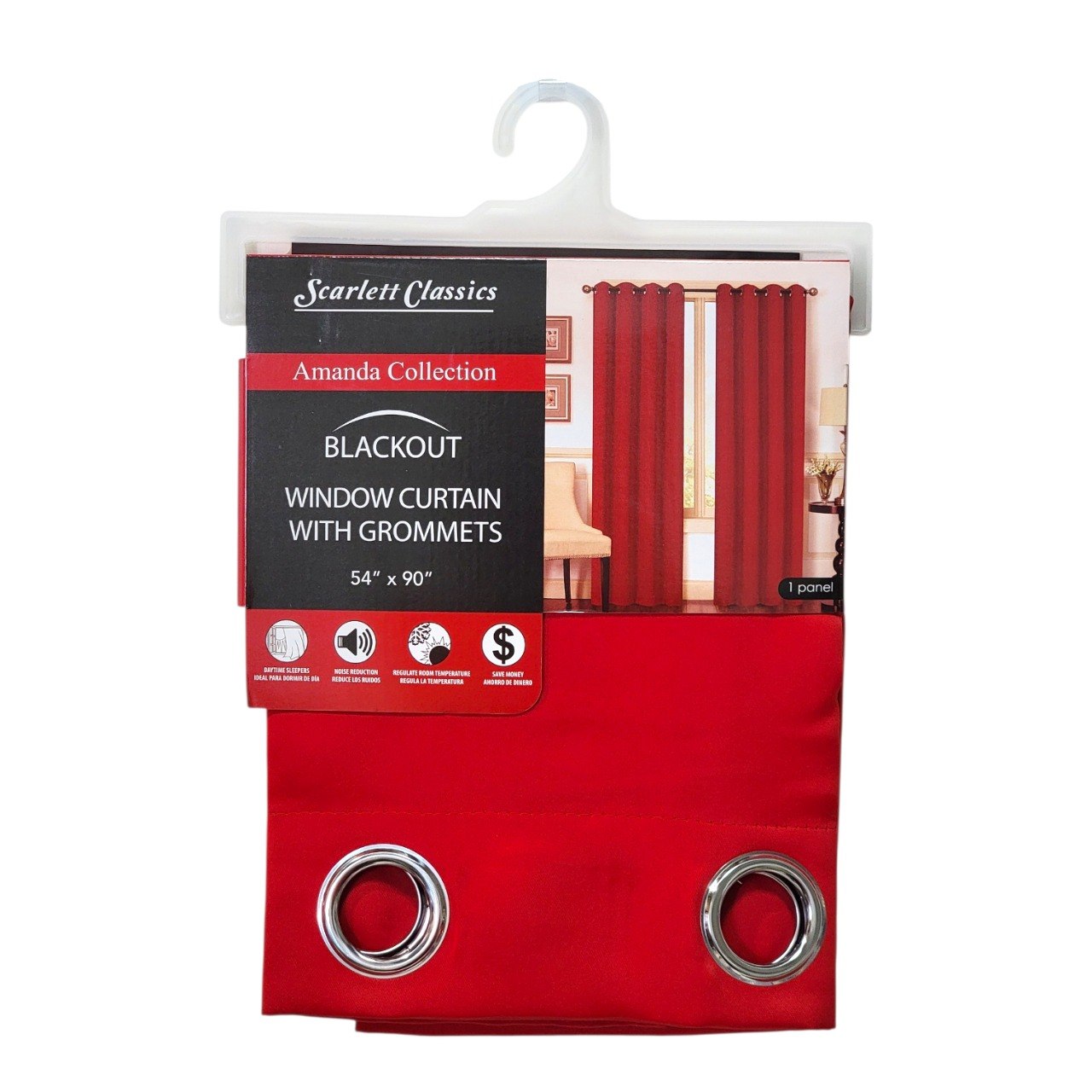 CORTINA PARA VENTANA BLACKOUT OSCURECEDORA COLOR ROJO VIVO SCARLETT CLASSICS 137X228CM
