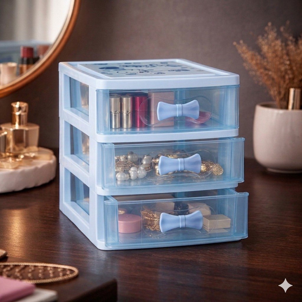 ORGANIZADOR DE CAJONES TRANSPARENTE DE 3 NIVELES LOTUS 14X15X17CM