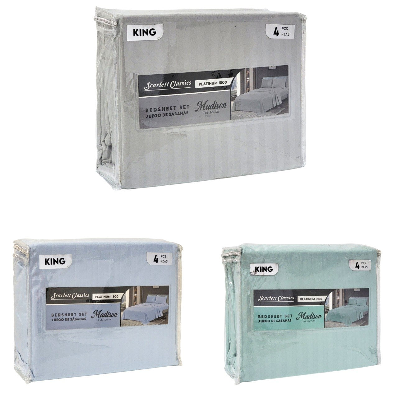 JUEGO DE SABANAS DE LUJO TAMAÑO KING 4PCS SCARLETT CLASSICS