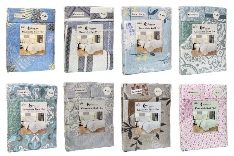 JUEGO DE EDREDON REVERSIBLE FULL MATRIMONIAL 3PCS BENELI HOME