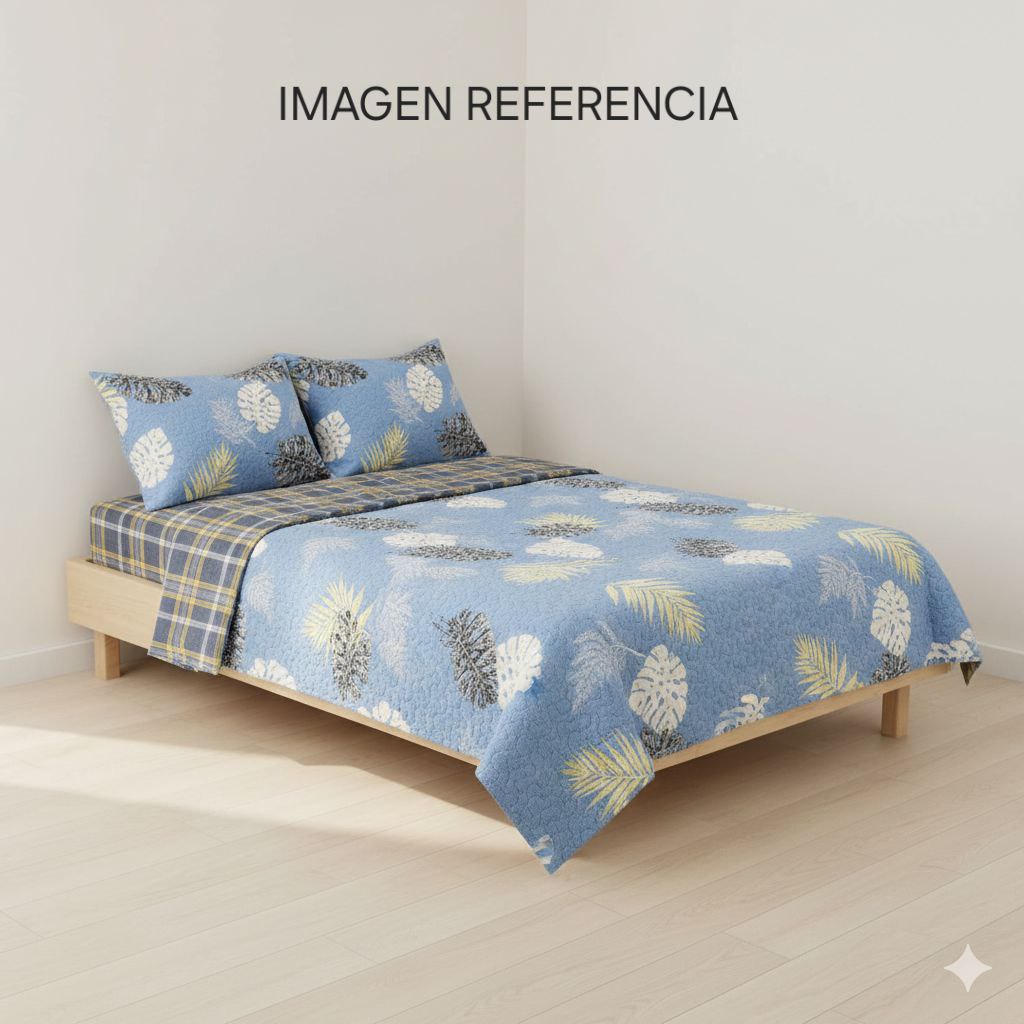 JUEGO DE EDREDON REVERSIBLE FULL MATRIMONIAL 3PCS BENELI HOME