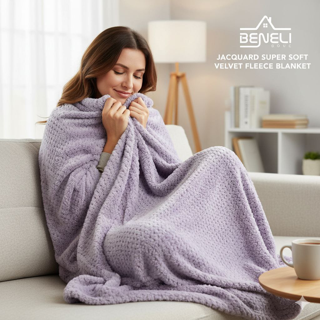 COBIJA MANTA DE VELLÓN DE TERCIOPELO JACQUARD BENELI HOME 203X218CM