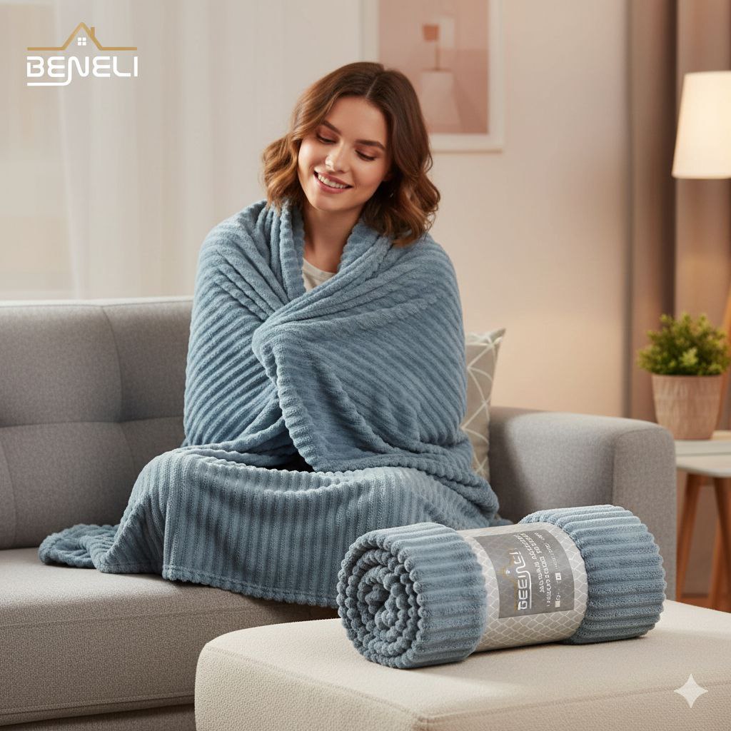 COBIJA MANTA DE VELLÓN DE TERCIOPELO JACQUARD BENELI HOME 203X218CM
