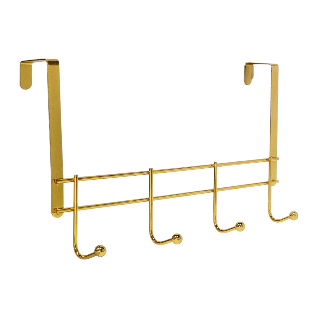 PERCHERO DE METAL DORADO MEDIANO DE 4 GANCHOS PARA PUERTA BENELI HOME 20X39CM