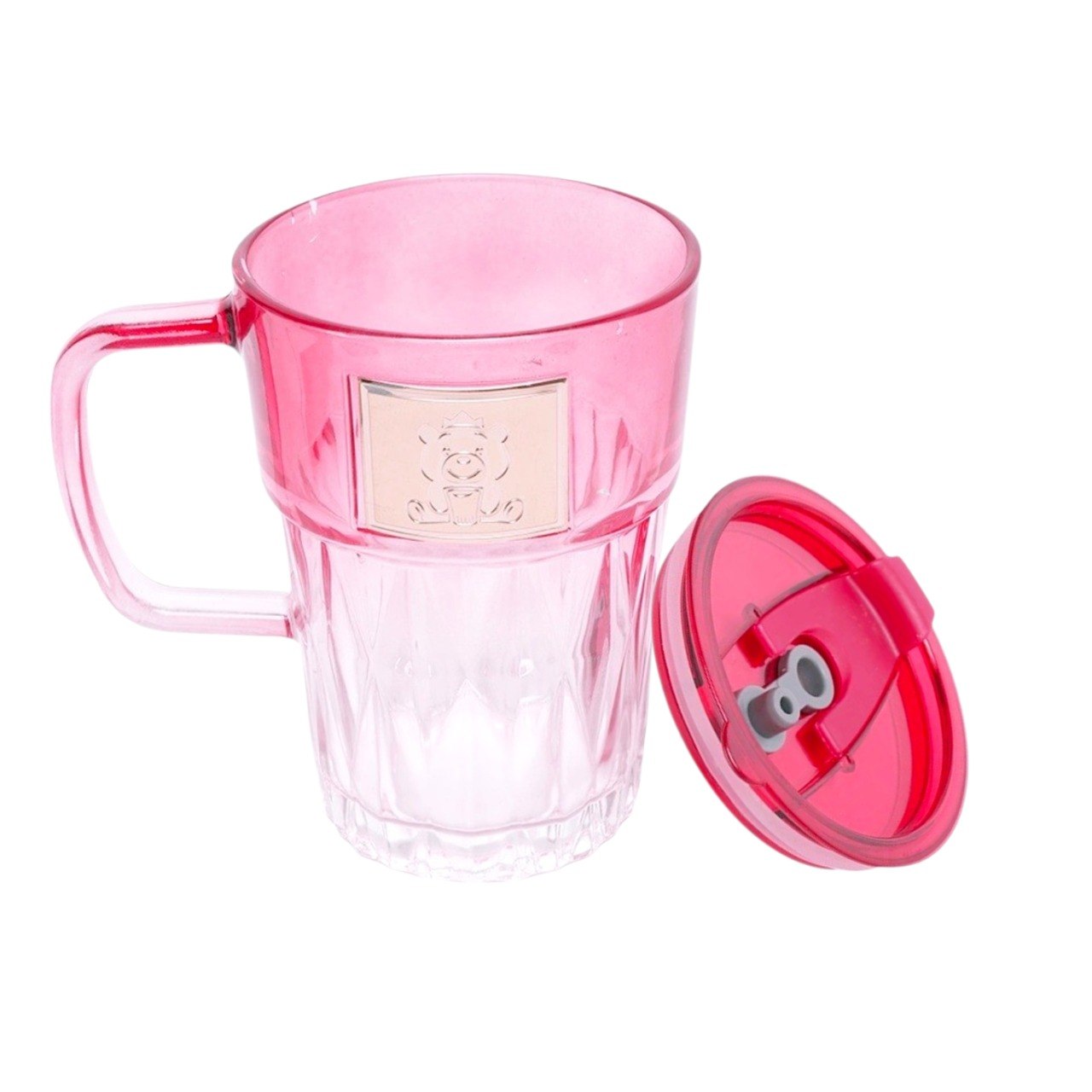 TAZA DE VIDRIO CON TAPA ACRILICA Y SELLO DE SEGURIDAD 14CM