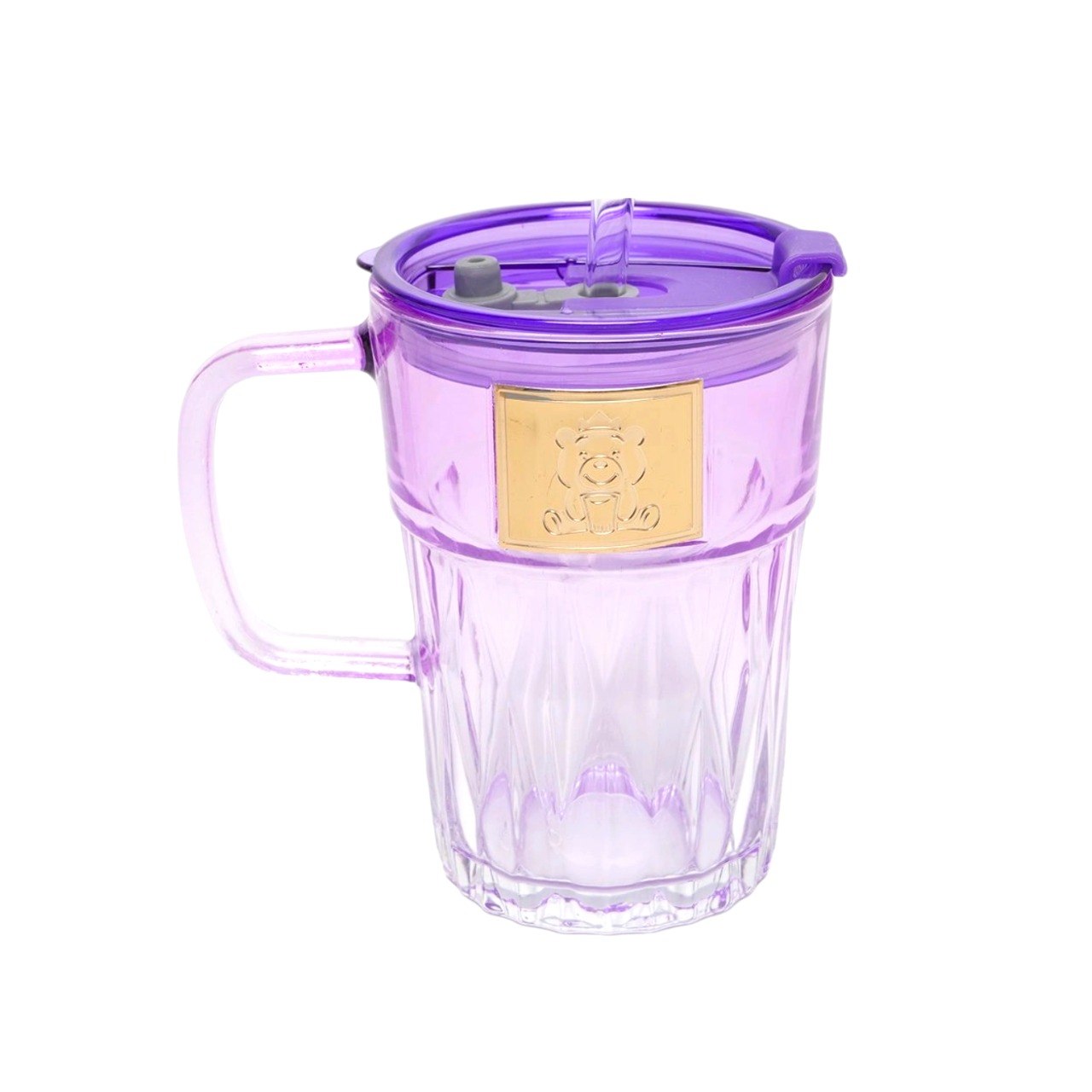 TAZA DE VIDRIO CON TAPA ACRILICA Y SELLO DE SEGURIDAD 14CM