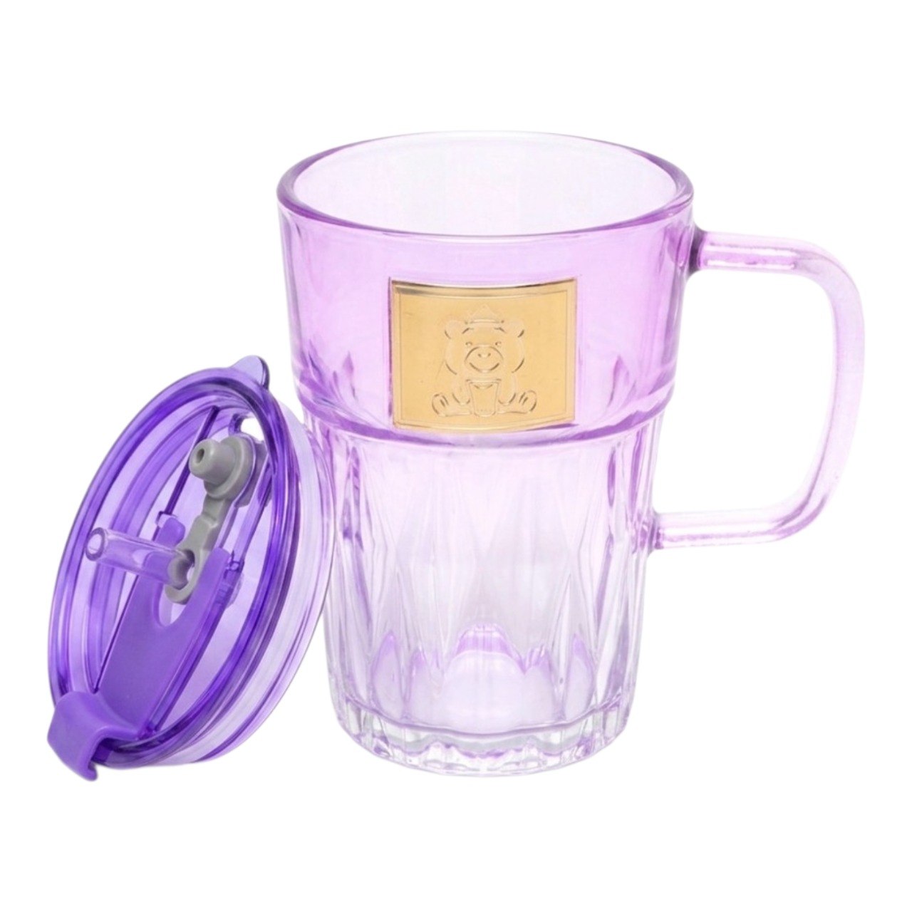 TAZA DE VIDRIO CON TAPA ACRILICA Y SELLO DE SEGURIDAD 14CM
