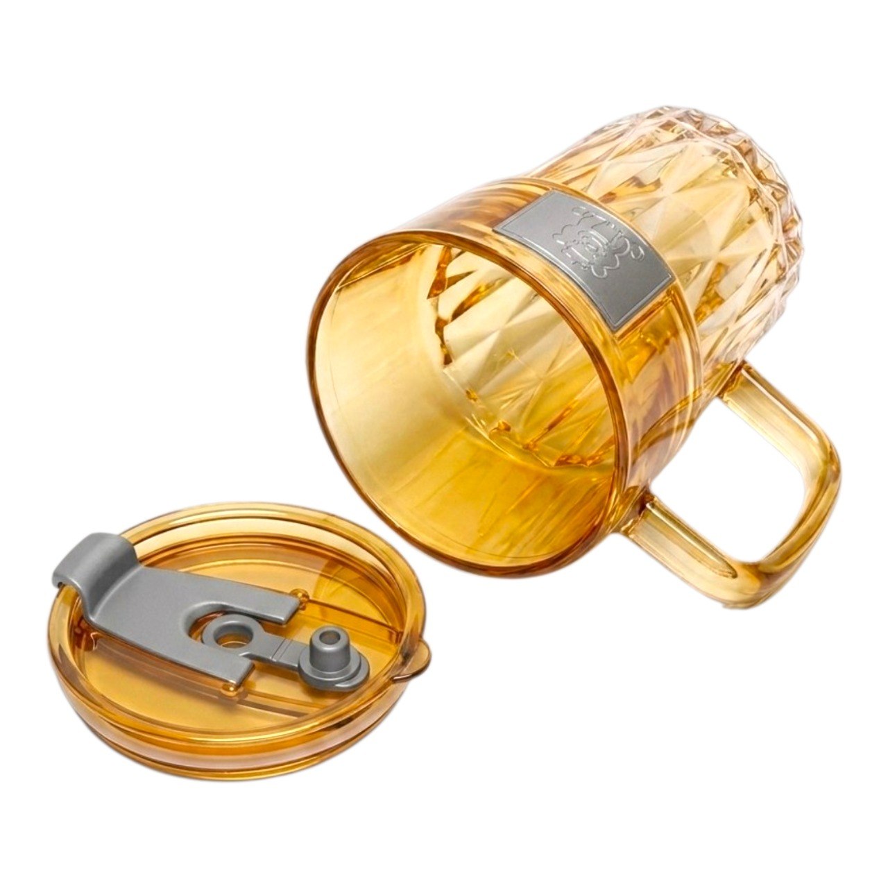 TAZA DE VIDRIO CON TAPA ACRILICA Y SELLO DE SEGURIDAD 14CM