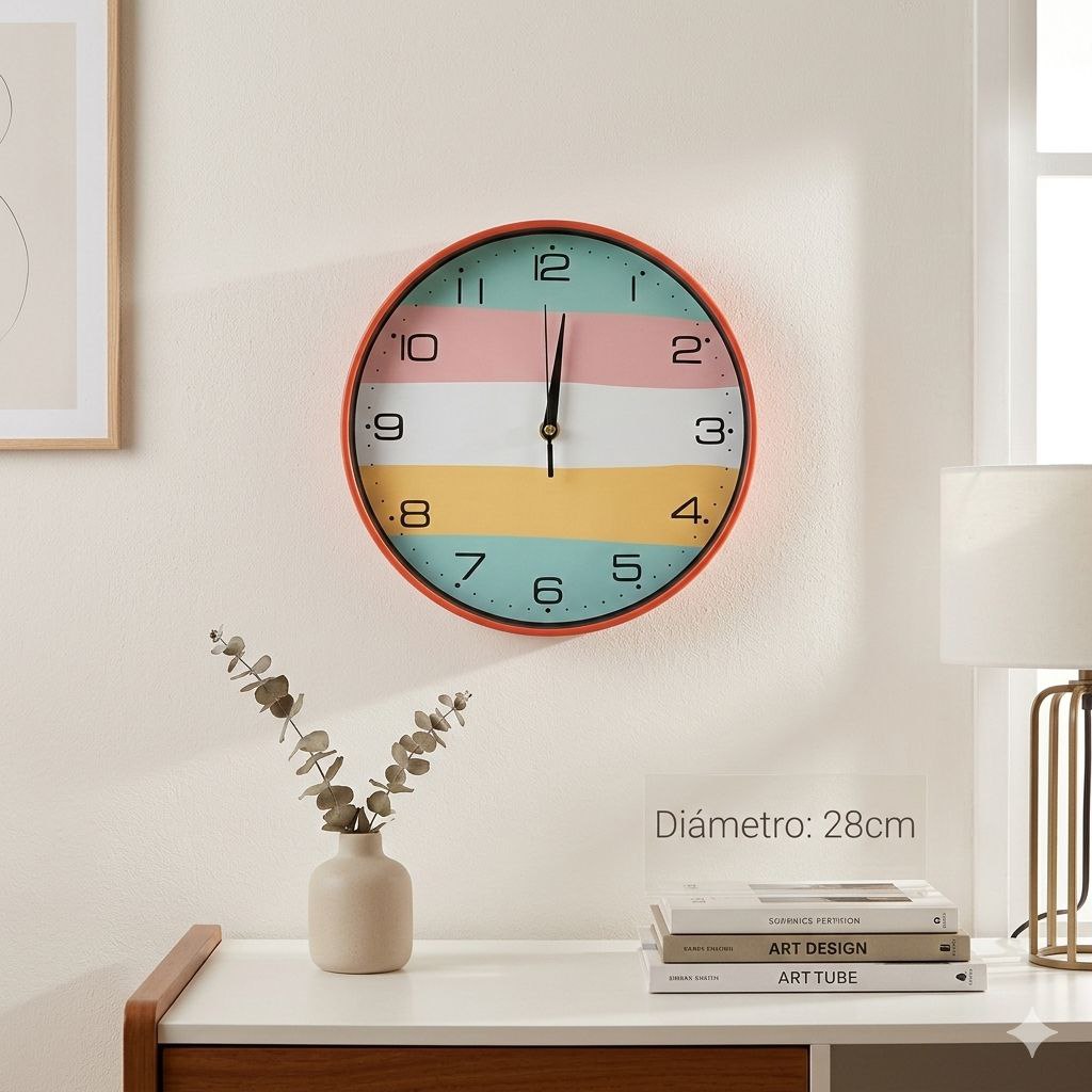 RELOJ DE PARED CON FONDO DE COLORES BENELI HOME 28CM