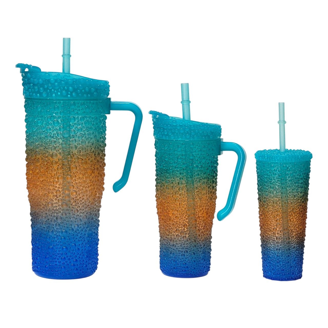 SET DE TERMOS DE PLASTICO RESISTENTES CON ACABADO BURBUJA 3PCS BENELI HOME