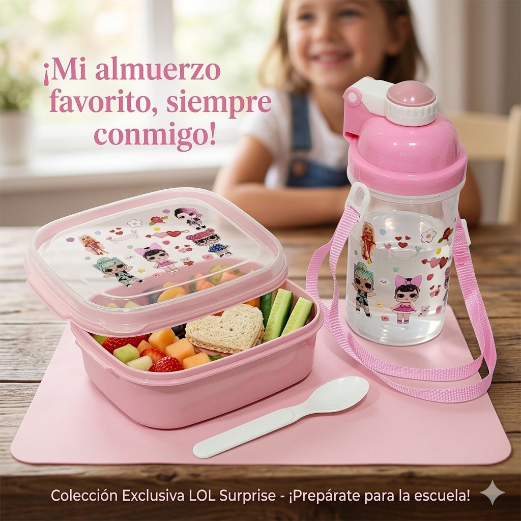 LONCHERA PANA CON VASO CON CORREA Y CUBIERTO INFANTIL BENELI HOME 6X16X13CM