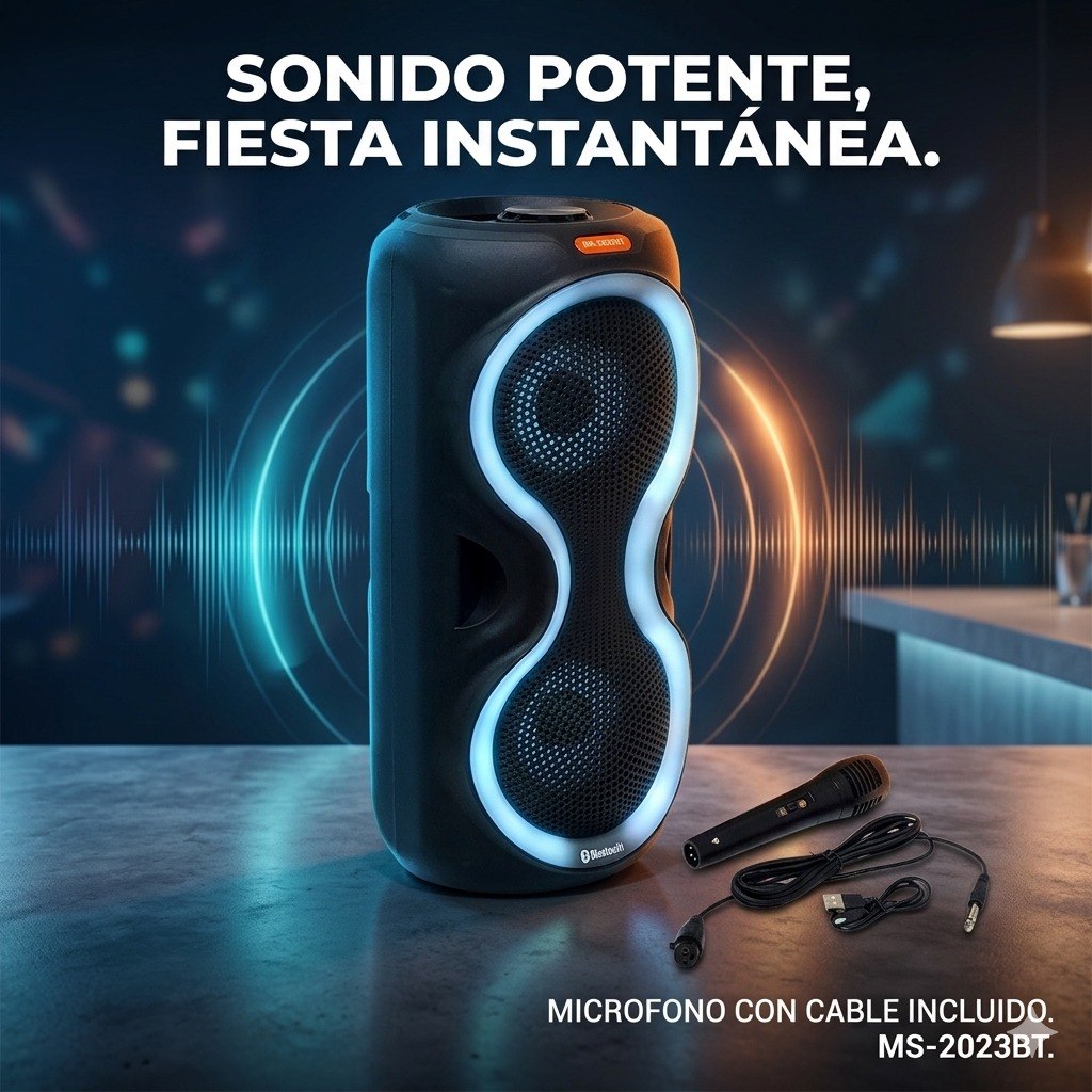 PARLANTE ALTAVOZ INALAMBRICO PORTATIL CON LUCES LED RGB MODELO MS-2053BT