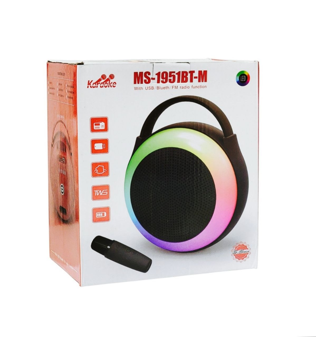 PARLANTE ALTAVOZ INALAMBRICO CON MICROFONO PORTATIL MODELO MS-1951BT-M