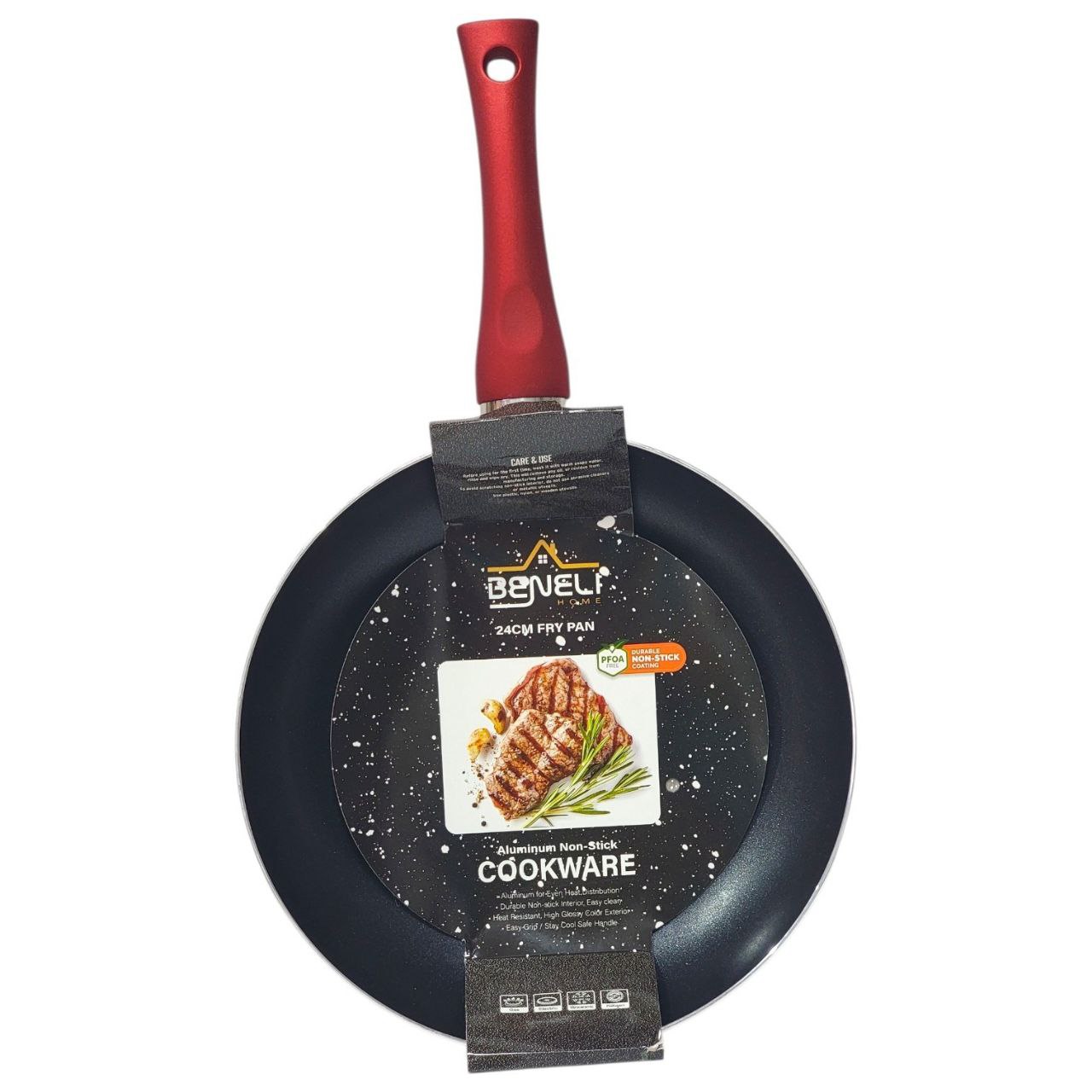 SARTEN DE ALUMINIO ANTIADHERENTE COLOR ROJO BENELI HOME 24CM