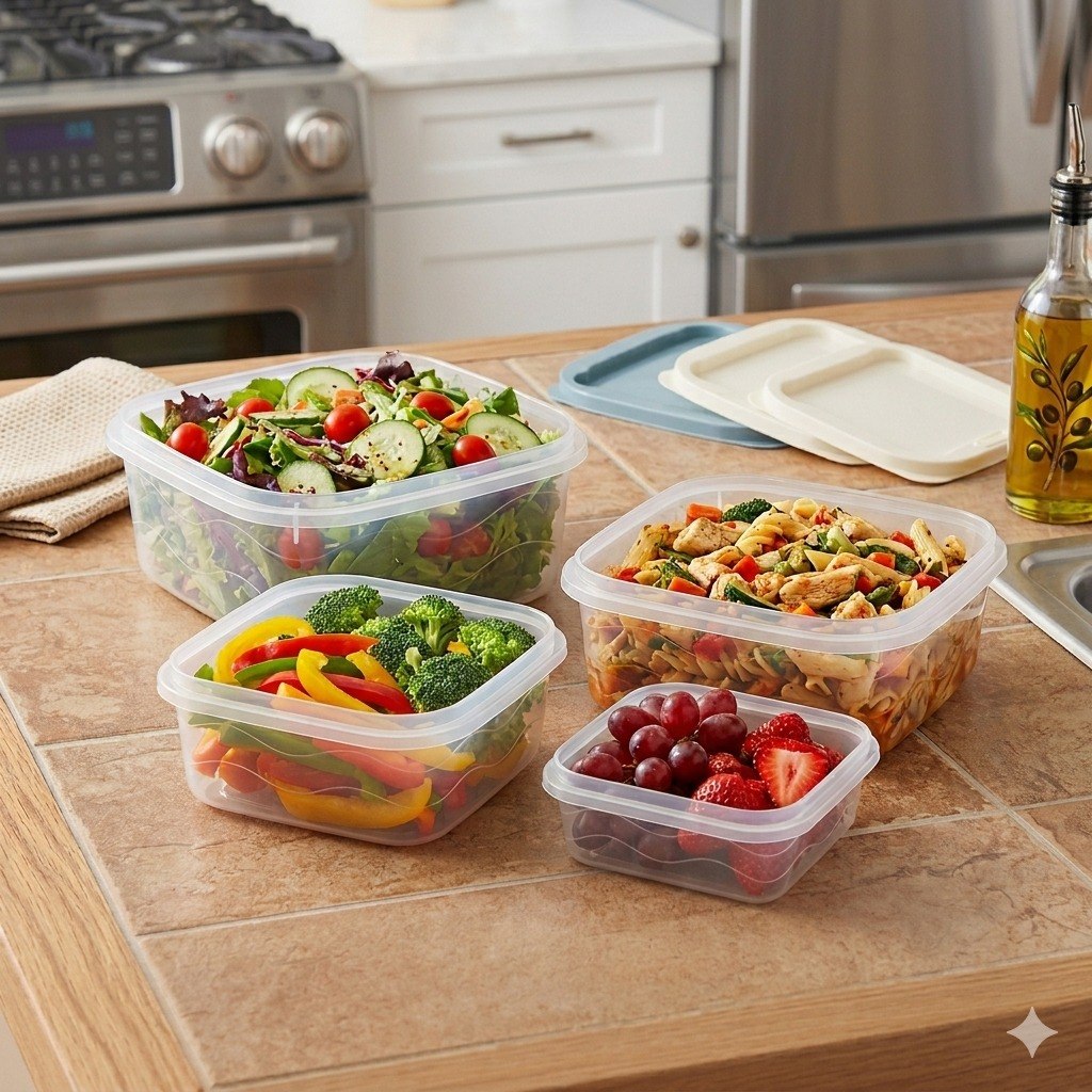 SET DE RECIPIENTES PANAS PARA ALIMENTOS HERMETICOS APILABLES 4PCS BENELI HOME