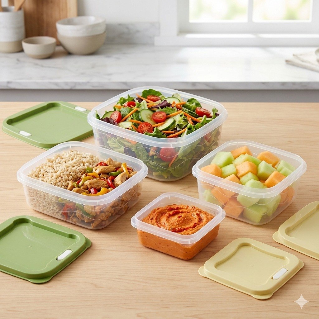 SET DE RECIPIENTES PANAS PARA ALIMENTOS HERMETICOS APILABLES 4PCS BENELI HOME