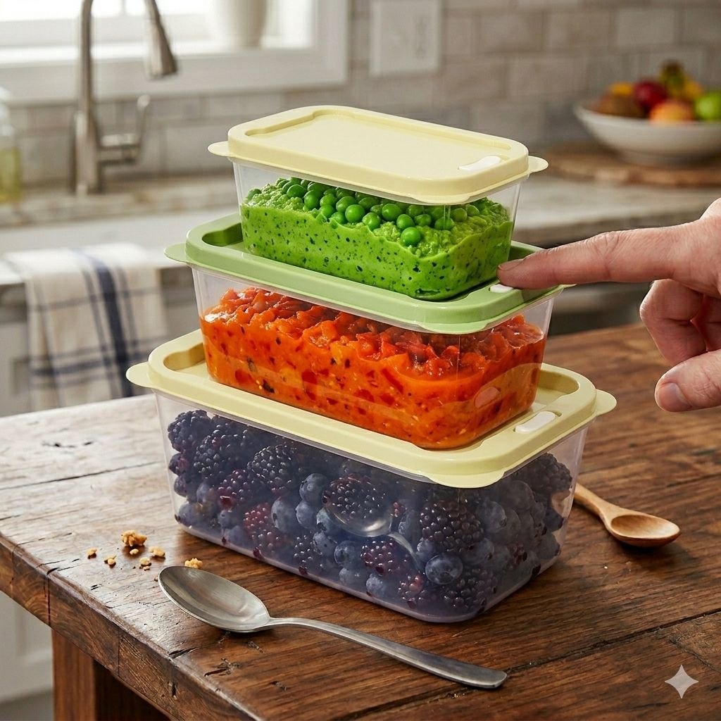 SET DE RECIPIENTES PANAS PARA ALIMENTOS HERMETICOS APILABLES 3PCS BENELI HOME