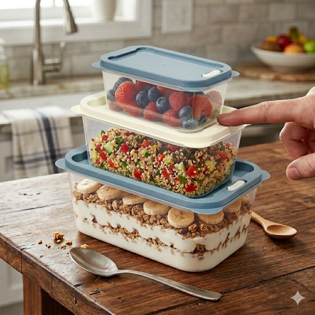 SET DE RECIPIENTES PANAS PARA ALIMENTOS HERMETICOS APILABLES 3PCS BENELI HOME