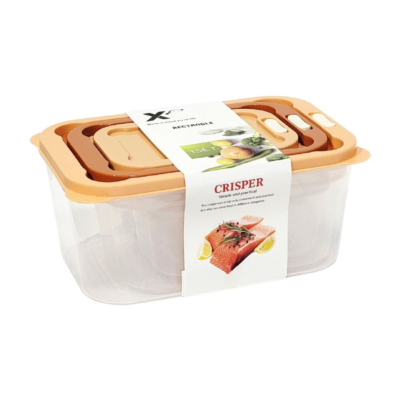 SET DE RECIPIENTES PANAS PARA ALIMENTOS HERMETICOS APILABLES 3PCS BENELI HOME