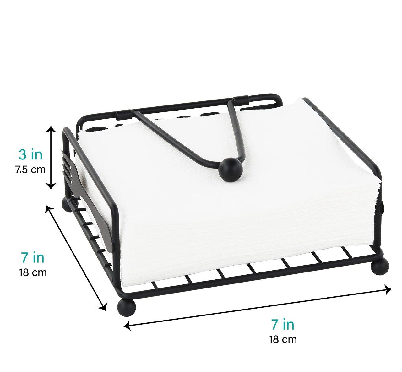 SERVILLETERO DE MESA INDUSTRIAL DE METAL COLOR NEGRO MATE 19X19
