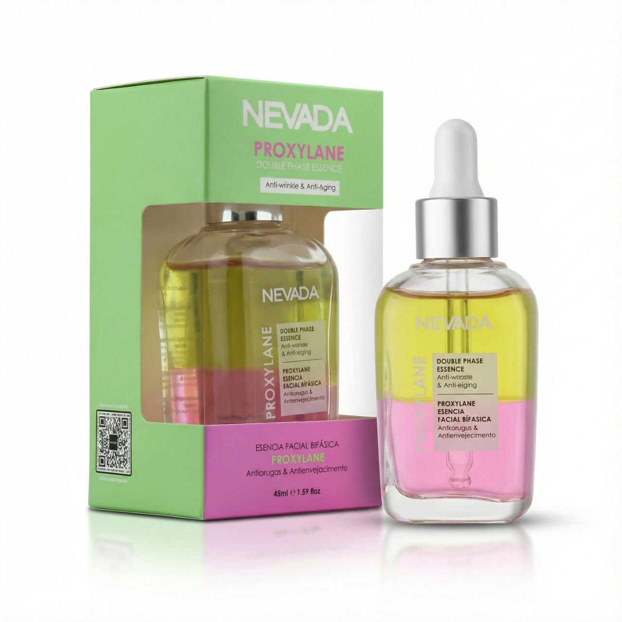 ESENCIA FACIAL BIFASICA ANTIIARRUGAS CON PROXYLANE CENTELLA ASIATICA Y ALOE VERA NEVADA 45ML
