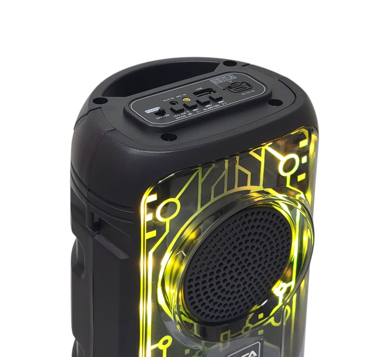 BOCINA INALAMBRICA PORTATIL CON LUCES LED RGB Y MICROFONO MICA