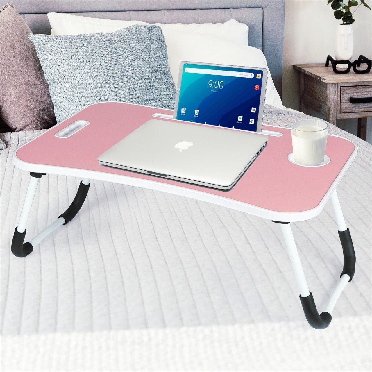 MESA PLEGABLE PORTATIL PARA LAPTOP MULTIFUNCIONAL 40X60CM + 27CM