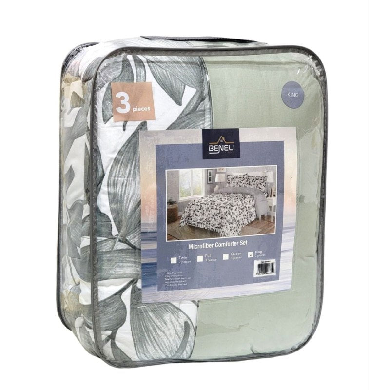 JUEGO DE EDREDON REVERSIBLE DE TAMAÑO KING DE 3PCS BENELI HOME