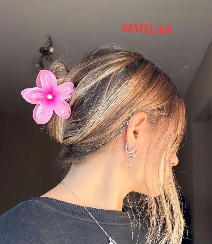 GANCHO PARA EL CABELLO DE PINZA DE FLOR HAWAIANA CON PIEDRAS, PINZAS DE SUJECION FUERTE, ACCESORIO PARA EL CABELLO 8CM, PAQUETE 12UND