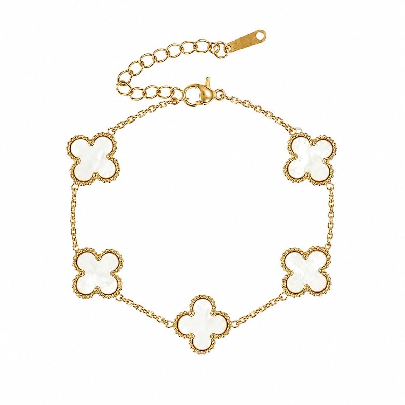 PULSERA DE ENCHAPE PARA DAMA CON DISEÑO DE FLOR 19CM (DUPE DE VAN CLEEF)