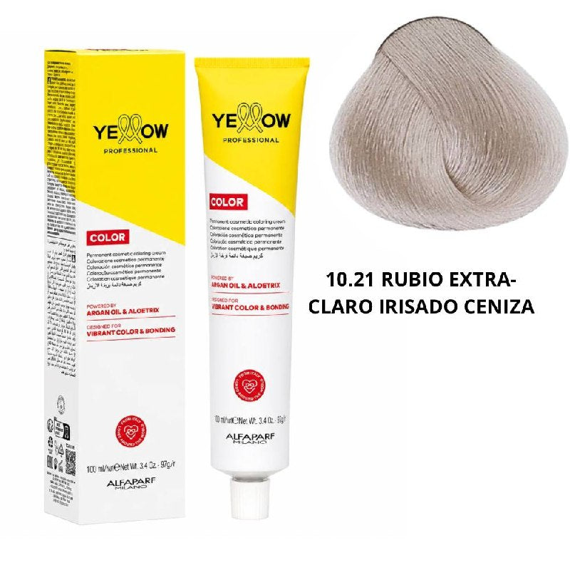 TINTE PERMANENTE PARA EL CABELLO CON ACEITE DE ARGAN Y ALOETRIX TONO 10.21 RUBIO EXTRA CLARO IRISADO CENIZA ALFAPARF 100ML