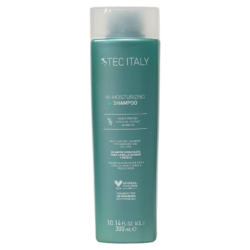 SHAMPOO HIDRATANTE PARA CABELLO DAÑADO Y RESECO CON PROTEINA DE TRIGO EXTRACTO DE COLA DE CABALLO Y ACEITE DE JOJOBA TEC ITALY 300ML