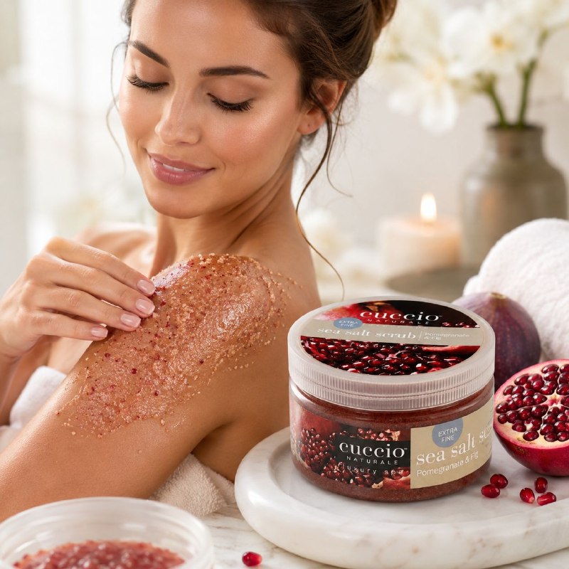 CREMA CORPORAL EXFOLIANTE RENOVADORA DE SAL MARINA CON AROMA A GRANADA E HIGO CUCCIO 226G
