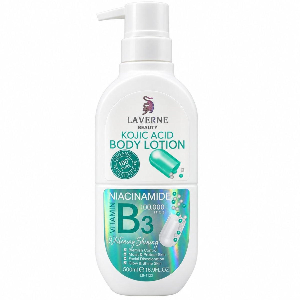 LOCION CORPORAL CON ACIDO KOJICO Y NIACINAMIDA LAVERNE BEAUTY 500ML