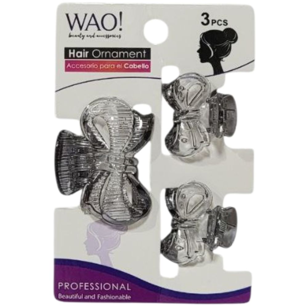 GANCHO PARA EL CABELLO DE AGARRE FIRME 3PCS WAO! 5.2X7CM