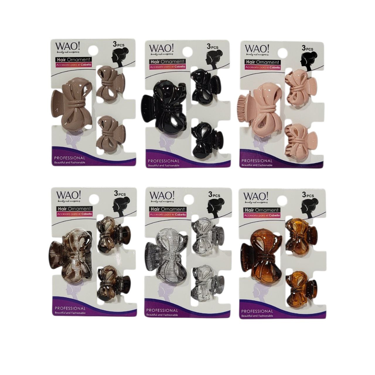 GANCHO PARA EL CABELLO DE AGARRE FIRME 3PCS WAO! 5.2X7CM