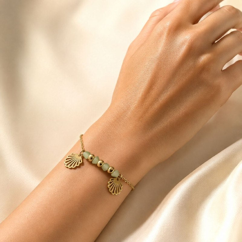 PULSERA DE ENCHAPE PARA DAMA CON DISEÑO DE CONCHA DE MAR 26CM
