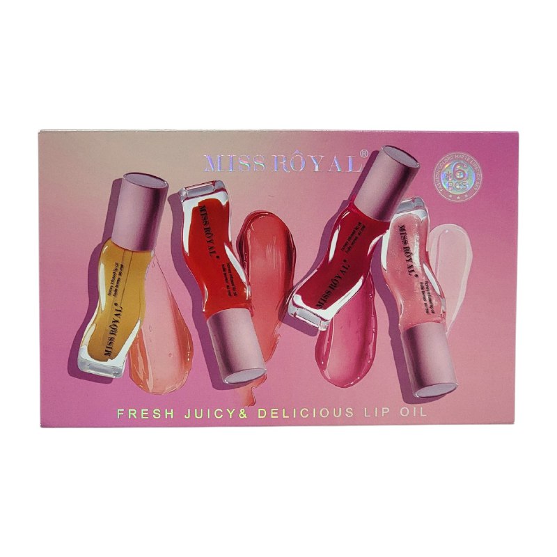 ACEITE LABIAL TEXTURA MATE SEDOSA EN SET DE 6 PIEZAS MISS ROYAL 2.5G (DUPE DE GISOU)
