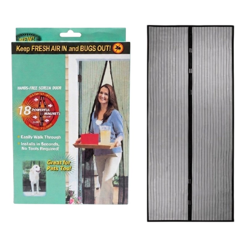 CORTINA MOSQUITERO MAGNETICA, CORTINA DE MALLA RESISTENTE, FACIL DE INSTALAR PARA PUERTAS SIN HERRAMIENTAS 210X49CM