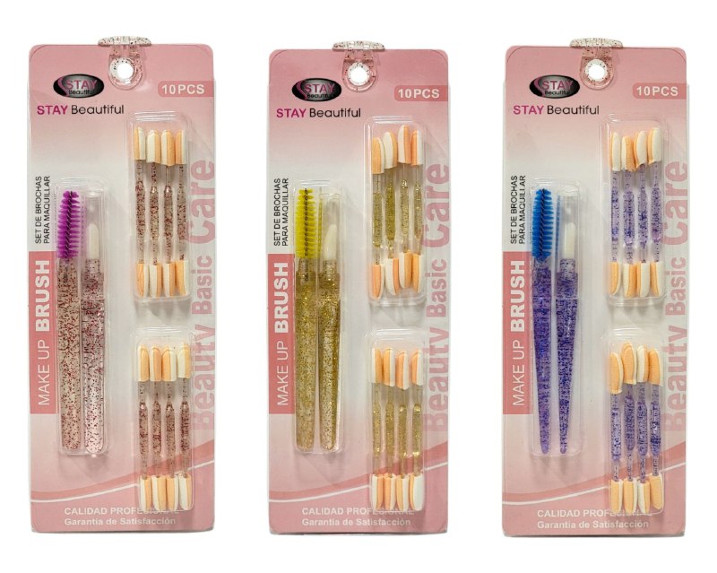 SET DE HERRAMIENTAS PARA OJOS Y CEJAS DE APLICADORES Y CEPILLOS 10PCS STAY BEAUTIFUL