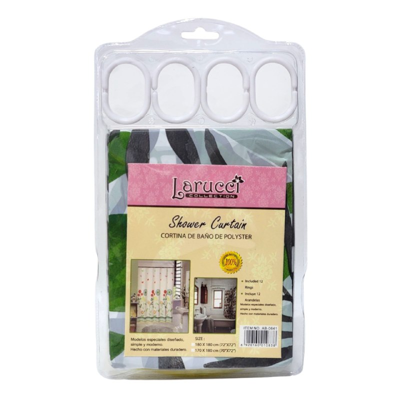 CORTINA DE DUCHA DE POLYSTER, SIMPLE Y MODERNO CON 12 ARANDELAS Y MATERIALES DURADEROS 180X180CM LARUCCI SHOWER CURTAIN 16 ESTILOS