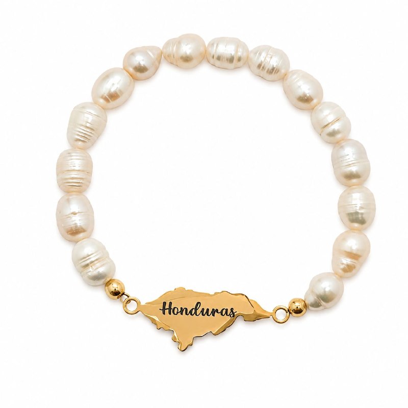 PULSERA DE ENCHAPE ELASTICA PARA DAMA CON DISEÑO DE HONDURAS