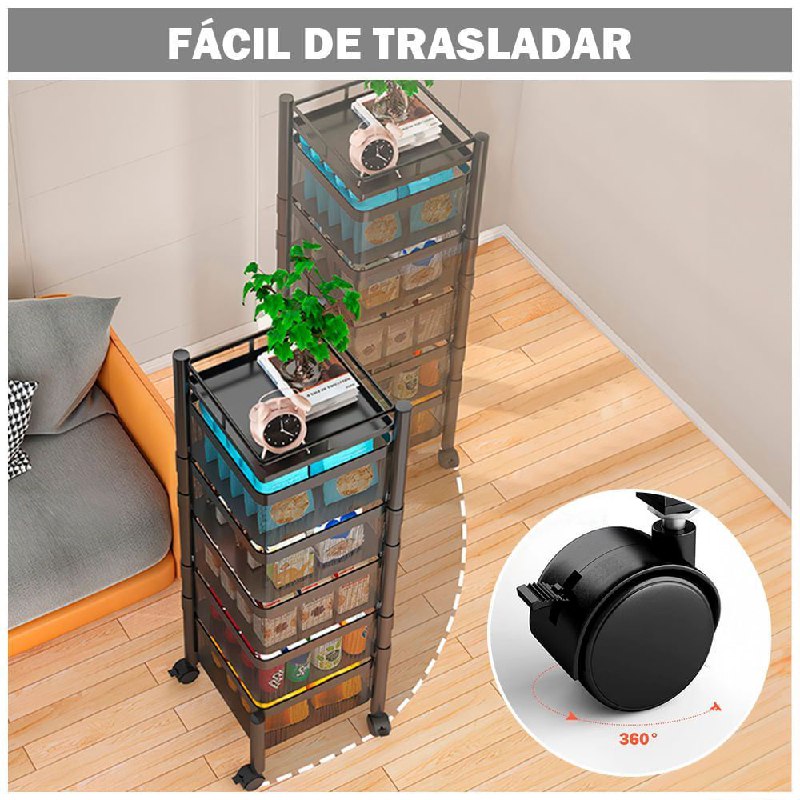 ESTANTE ORGANIZADOR MULTIFUNCIONAL GIRATORIO CUADRADO DE 5 NIVELES 90X28CM