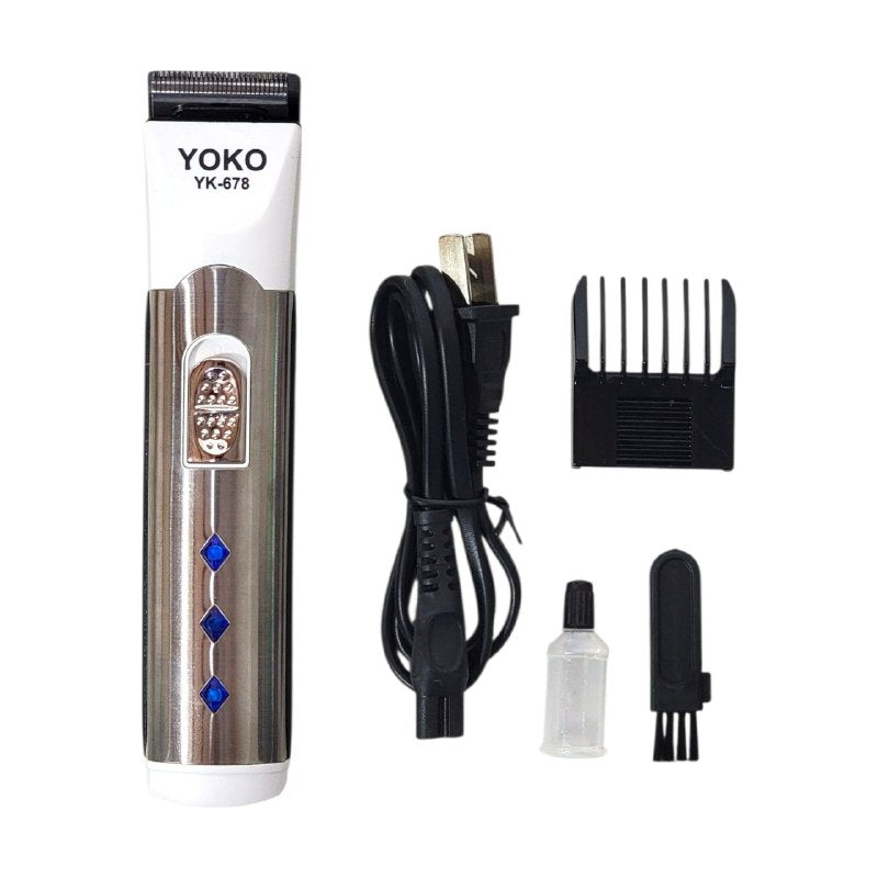 MAQUINA CORTADORA DE PELO PROFESIONAL RECARGABLE, CAMBIO FACIL DE LONGITUD, VARIOS ACCESORIOS, INTERRUPTOR PUILSADOR FACIL OPERACION YOKO YK-678