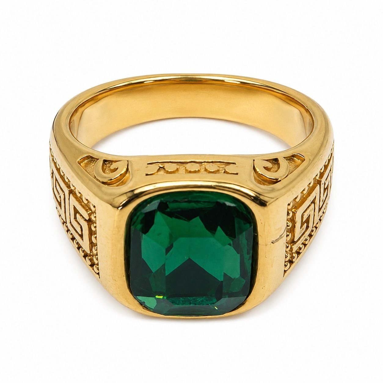 ANILLO DE ENCHAPE PARA CABALLERO CON DISEÑO PIEDRA VERDE