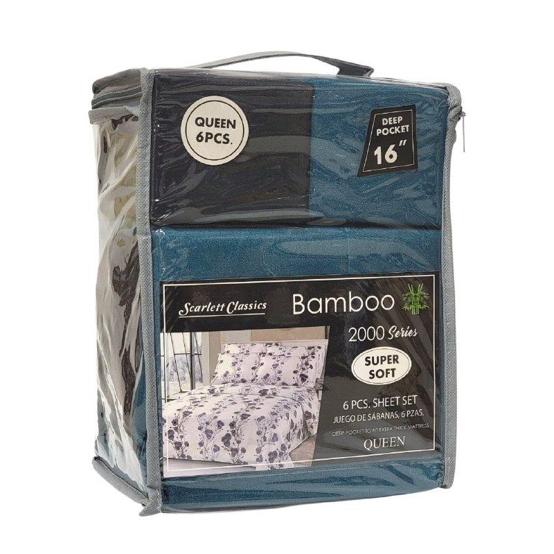 JUEGO DE SABANAS CAMERA DE 6 PIEZAS QUEEN SCARLETT CLASSICS BAMBOO, 54 ESTILOS