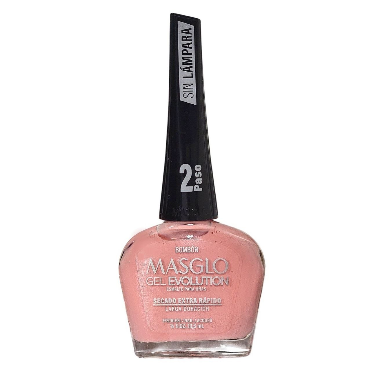 ESMALTE PARA UÑAS DE SECADO RAPIDO COLOR ROSA SALMON BOMBÓN GEL EVOLUTION MASGLO 13.5ML